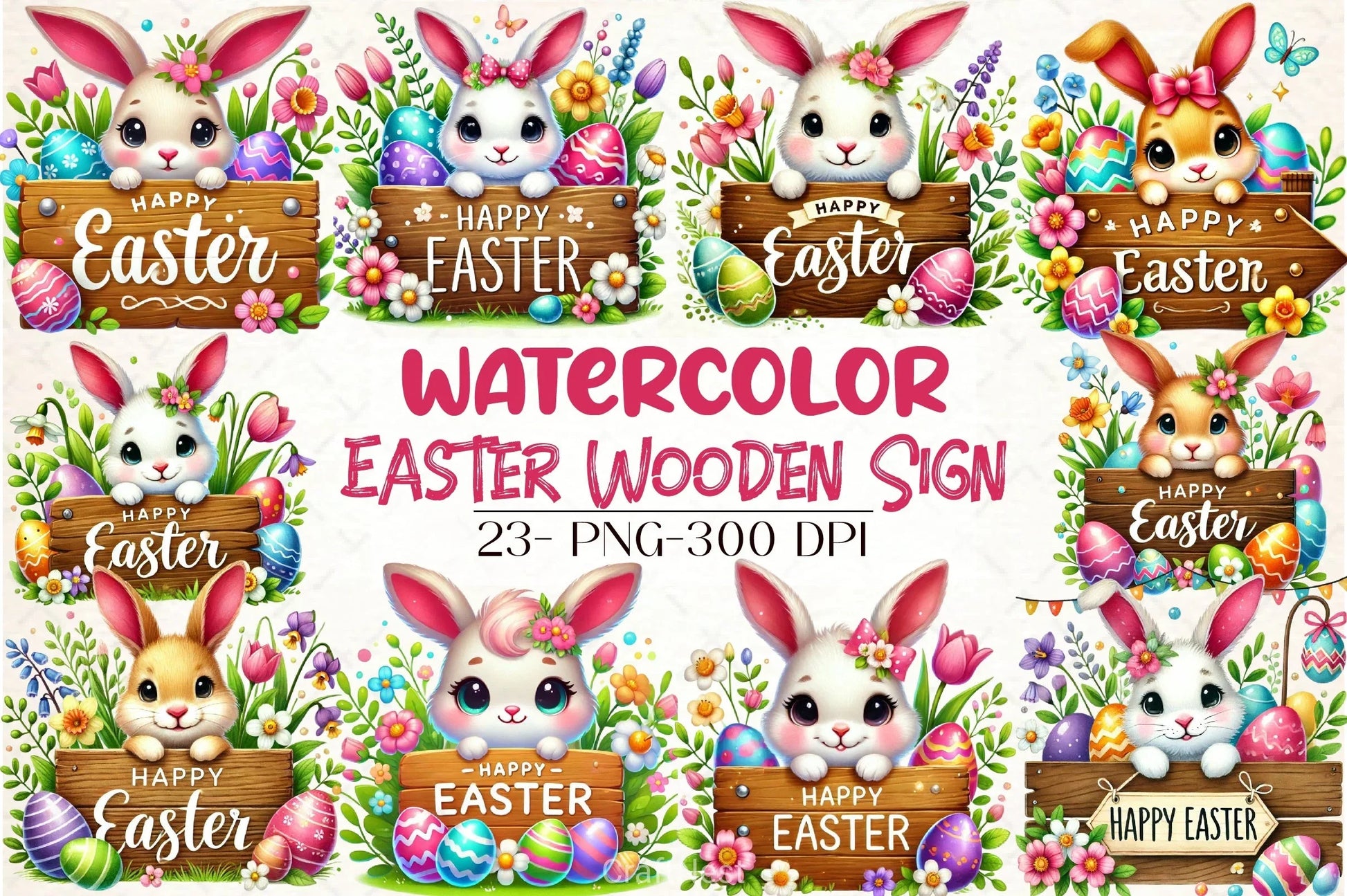 Easter Wooden Sign Clipart Bundle - CraftNest - Digital Crafting and Art