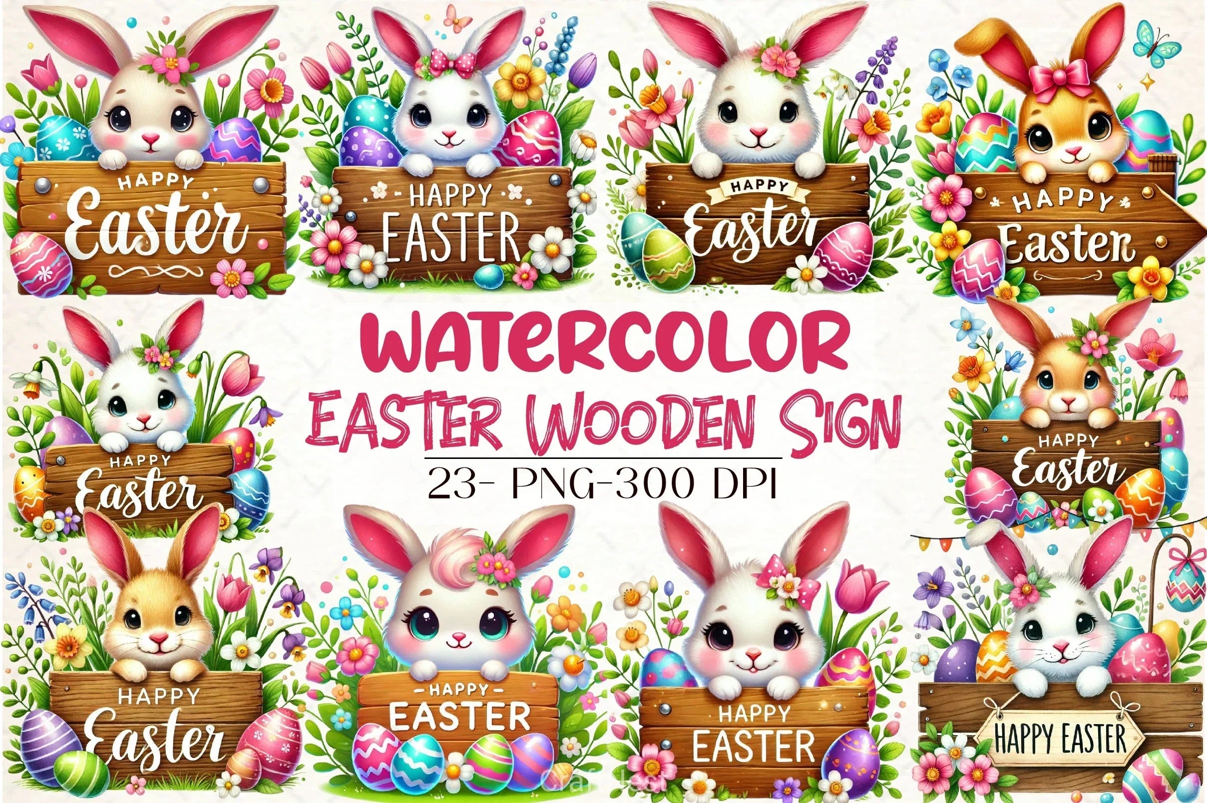 Easter Wooden Sign Clipart Bundle - CraftNest - Digital Crafting and Art