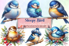 Sleepy Bird Clipart Bundle - CraftNest - Digital Crafting and Art