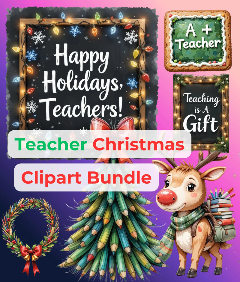 Teacher Christmas Clipart Bundle - CraftNest - Digital Crafting and Art