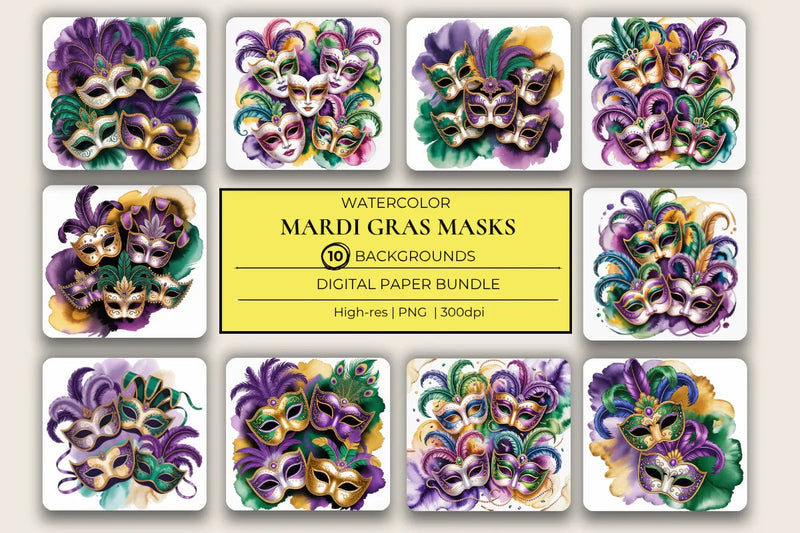 Mardi Gras Masks Background Papers - CraftNest - Digital Crafting and Art