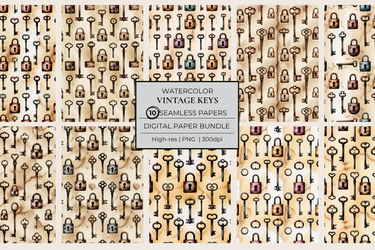 Vintage Keys Seamless Papers