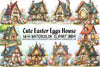Cute Easter Eggs House Clipart Bundle