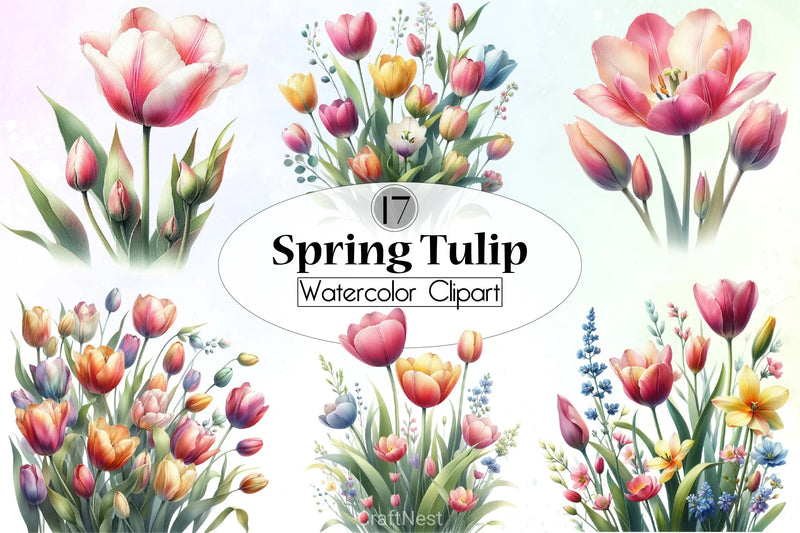 Spring Tulip Clipart Bundle 3 - CraftNest - Digital Crafting and Art