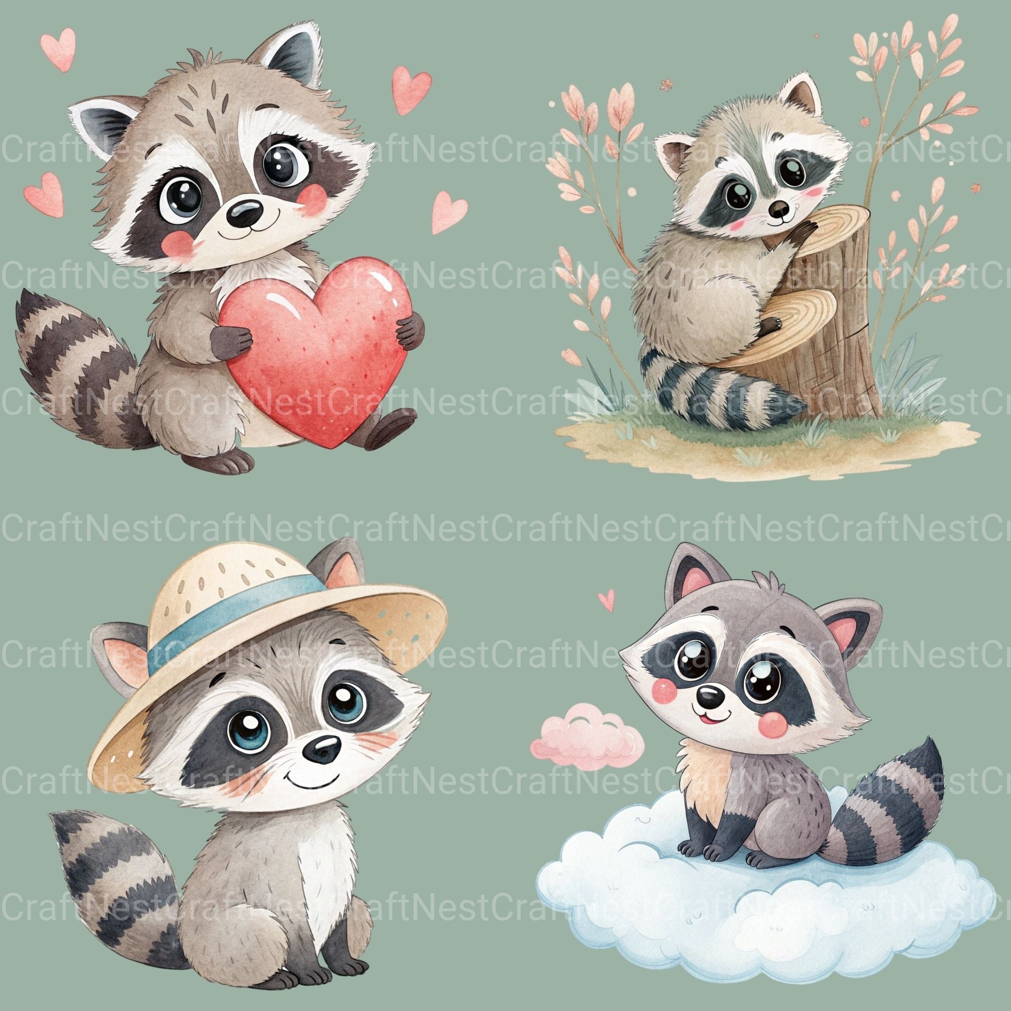 Raccoons 1 Clipart Bundle