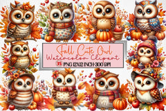 Fall Owl Clipart Bundle - CraftNest - Digital Crafting and Art
