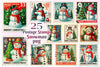Christmas Snowman Postage Stamps Clipart Bundle 2