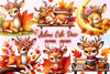 Autumn Cute Deer Clipart Bundle 2