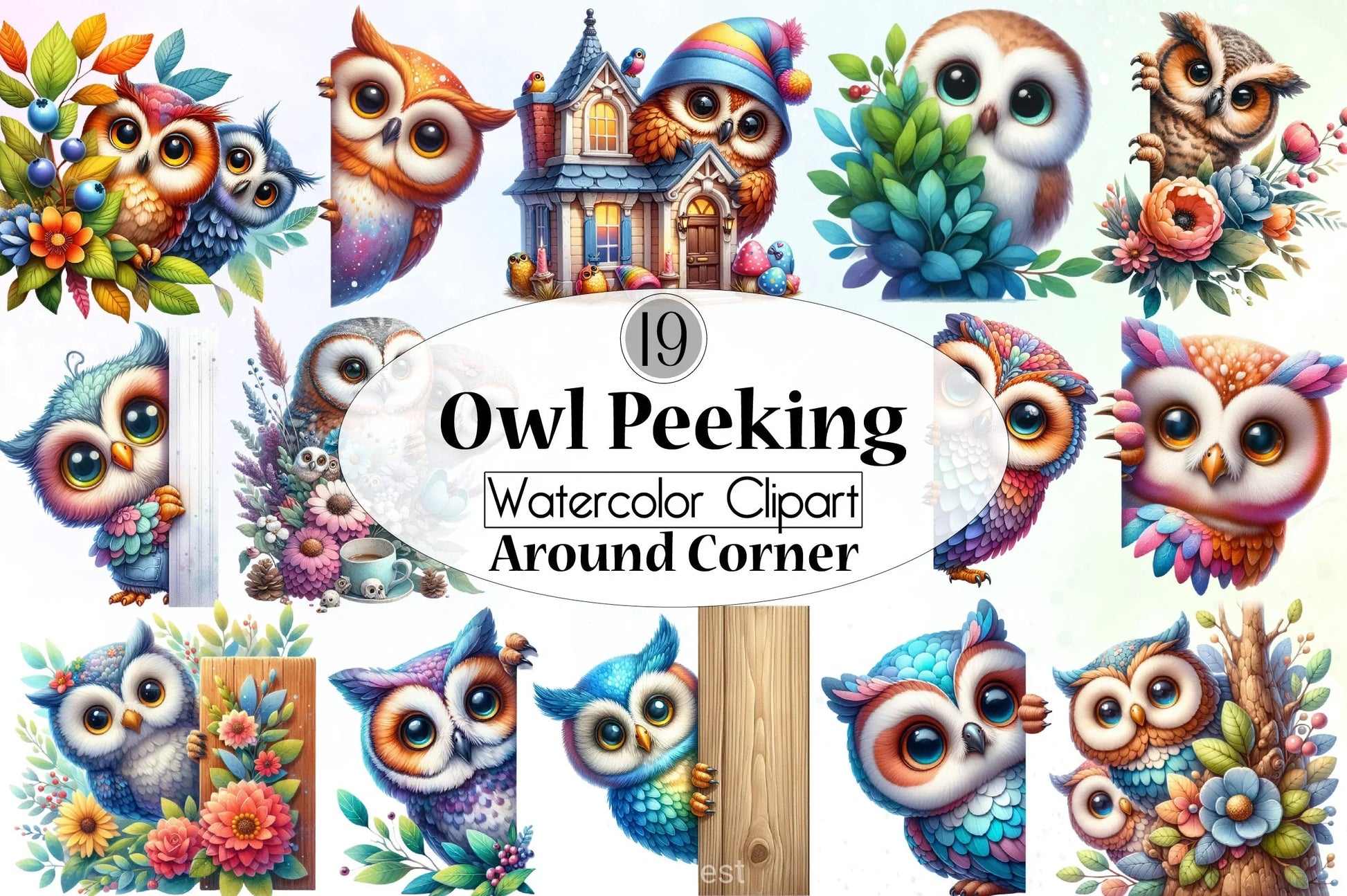 Peeking Owl Clipart Bundle - CraftNest - Digital Crafting and Art