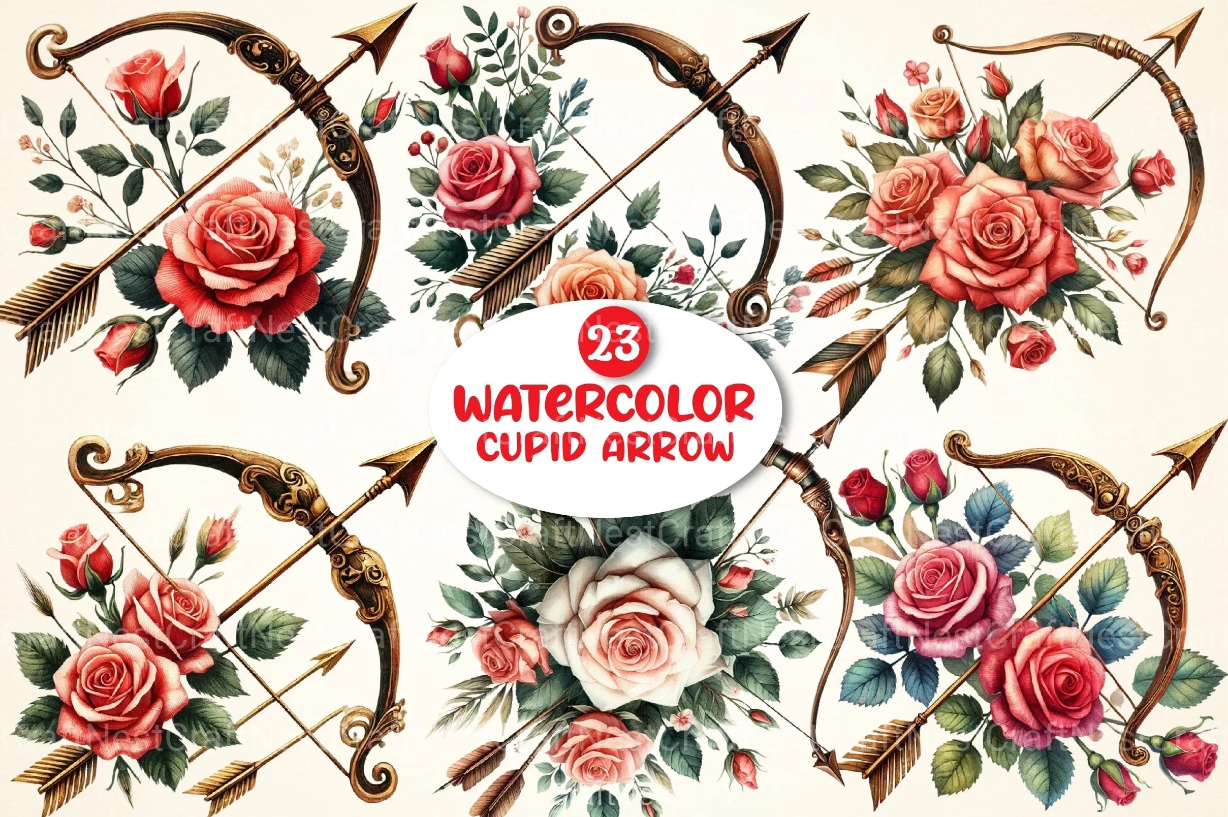 Cupid Arrow Clipart Bundle - CraftNest - Digital Crafting and Art