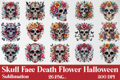 Skull Face Death Flower Clipart Bundle - CraftNest - Digital Crafting and Art