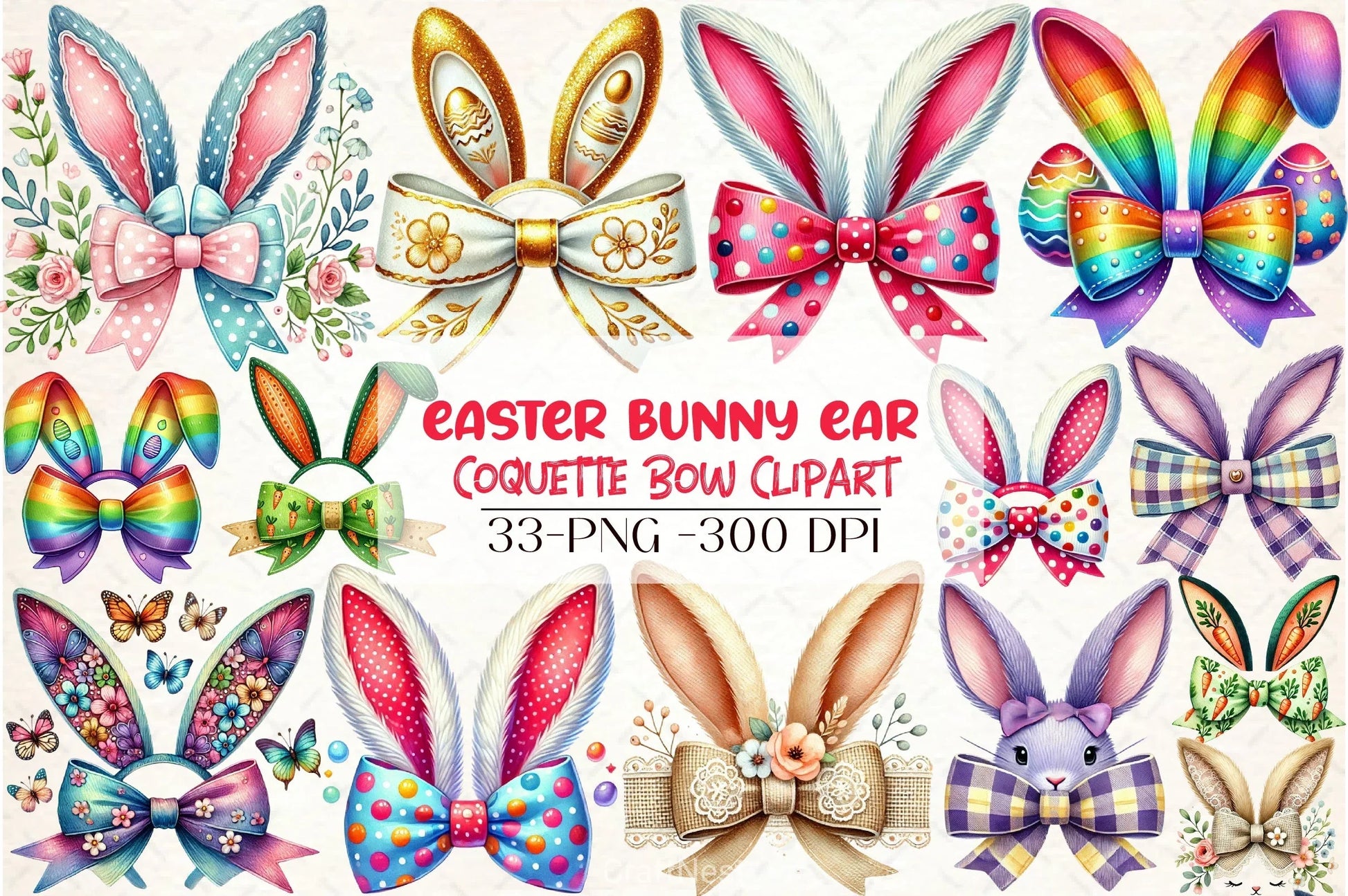 Easter Bunny Ear Bow Clipart Bundle - CraftNest - Digital Crafting and Art