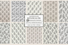 Botanical Ink Seamless Papers - CraftNest - Digital Crafting and Art