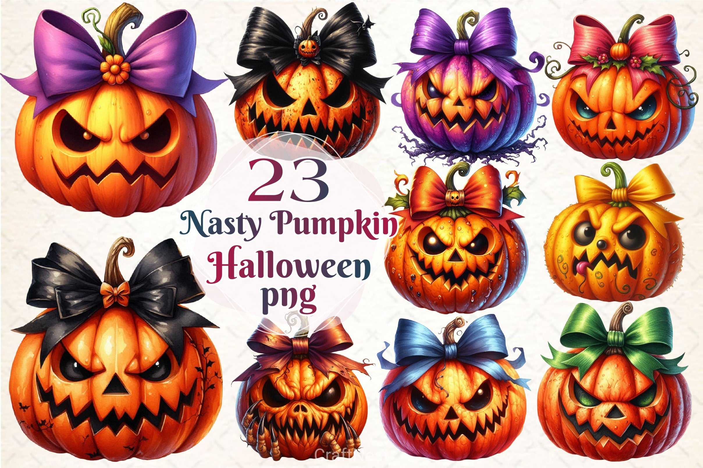 Nasty Pumpkin Halloween Pumpkin Clipart Bundle