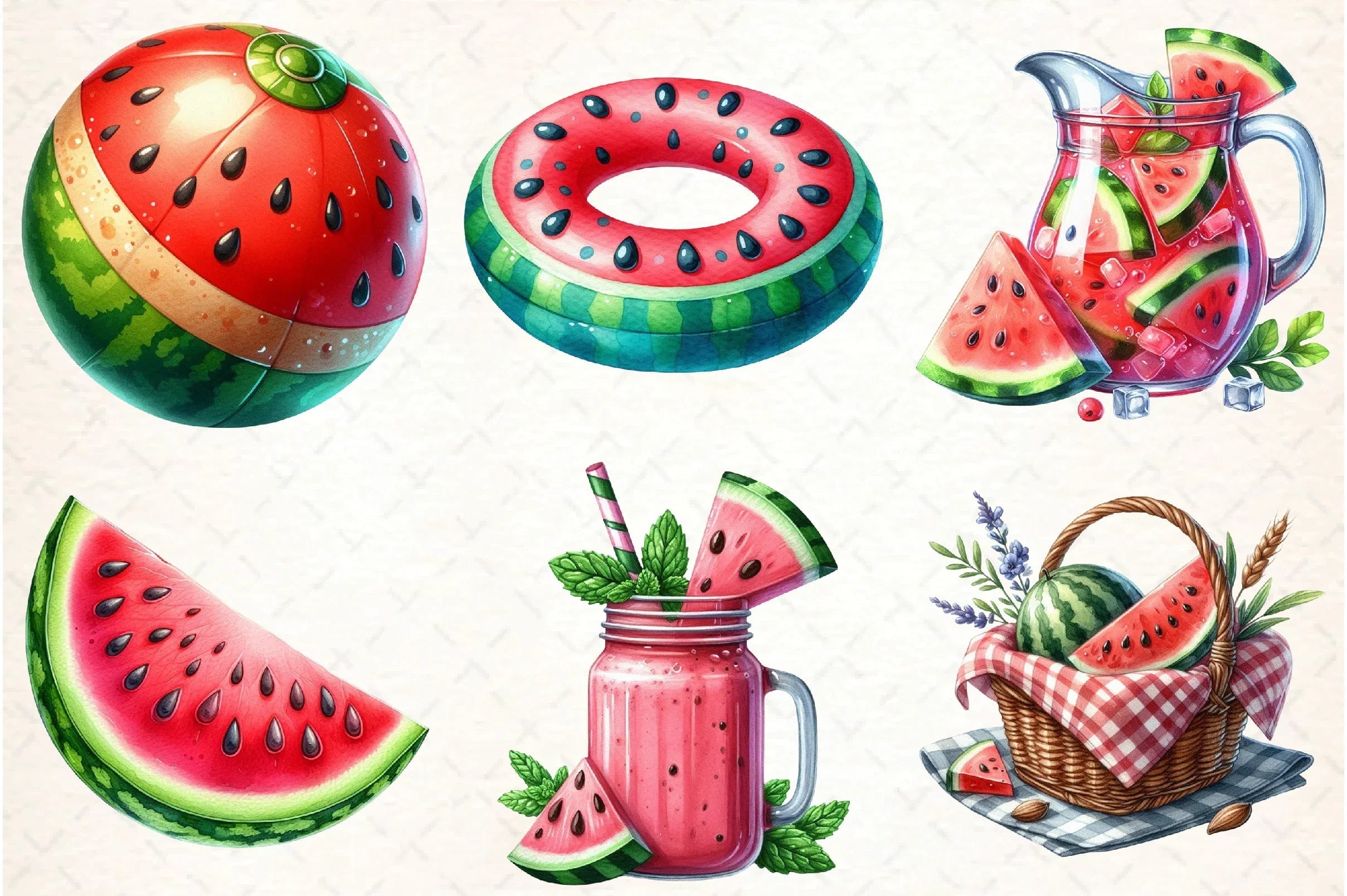 Summer Juicy Watermelon Clipart Bundle - CraftNest - Digital Crafting and Art