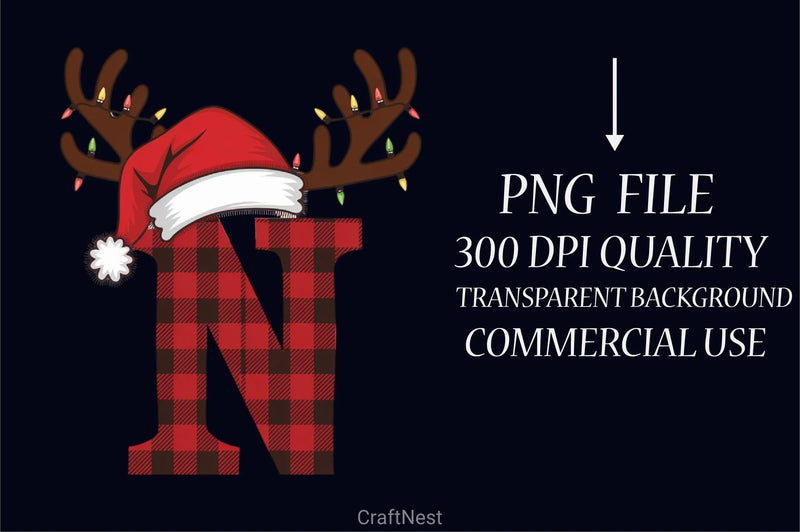 Santa Reindeer Hat Alphabet Clipart Bundle - CraftNest - Digital Crafting and Art