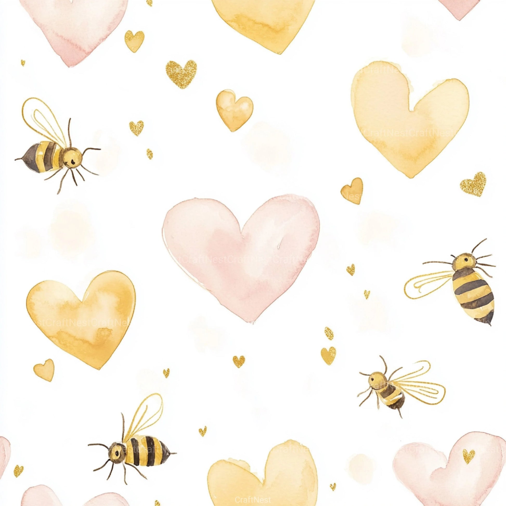 Lovely Bee Digital Paper - CraftNest - Digital Crafting and Art