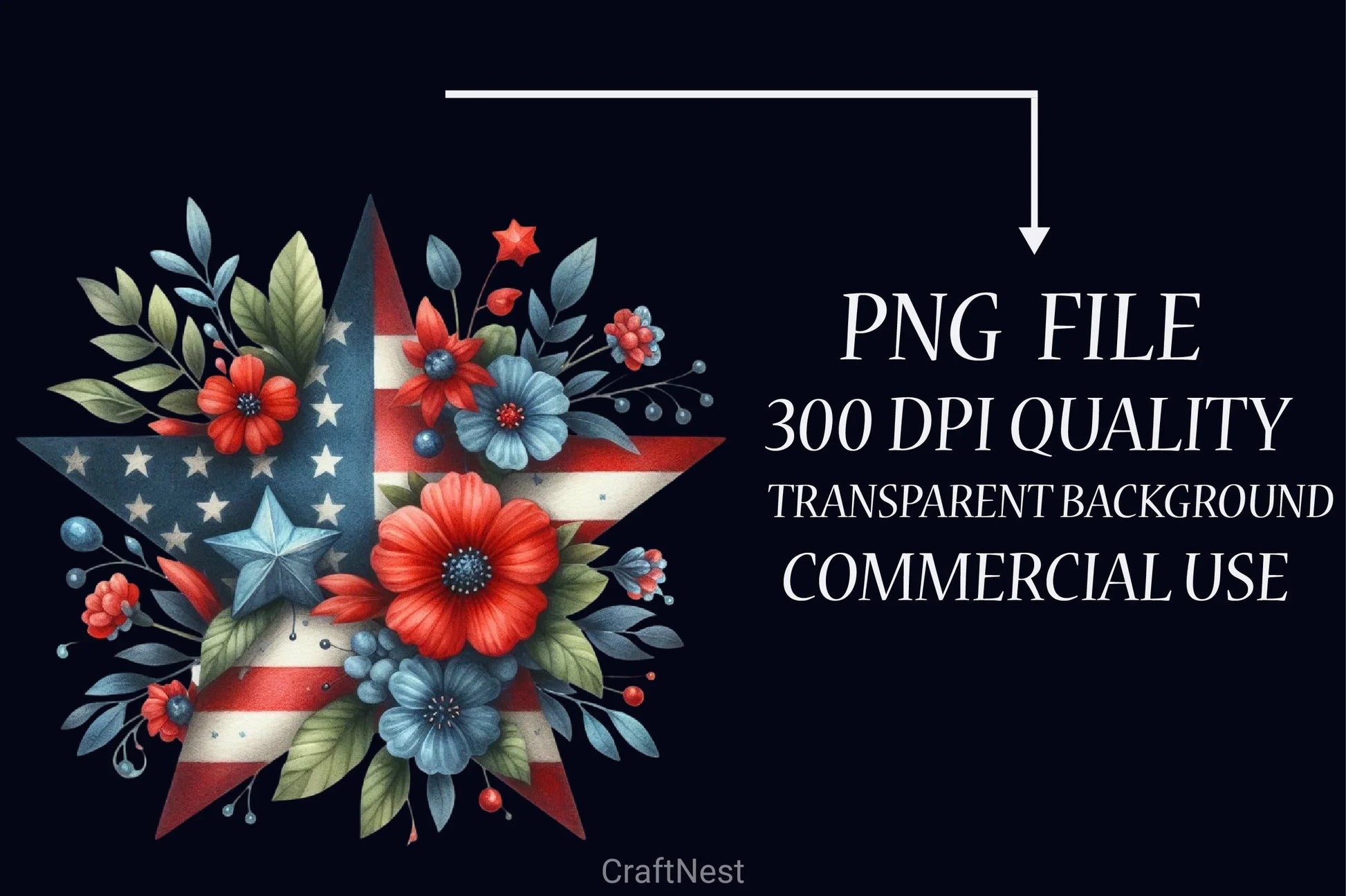Patriotic Floral Clipart Bundle 1 - CraftNest - Digital Crafting and Art