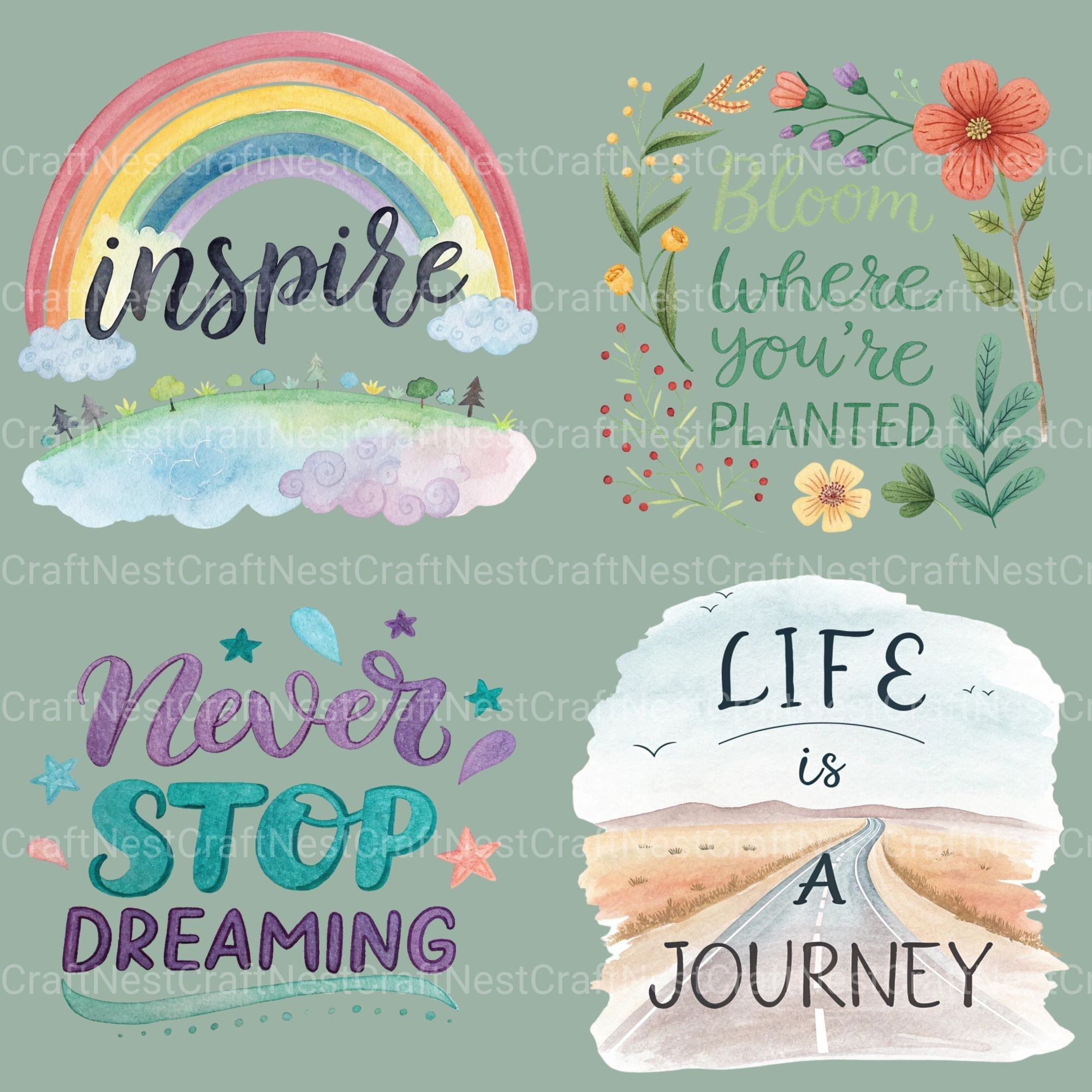 Positive Quotes Clipart Bundle