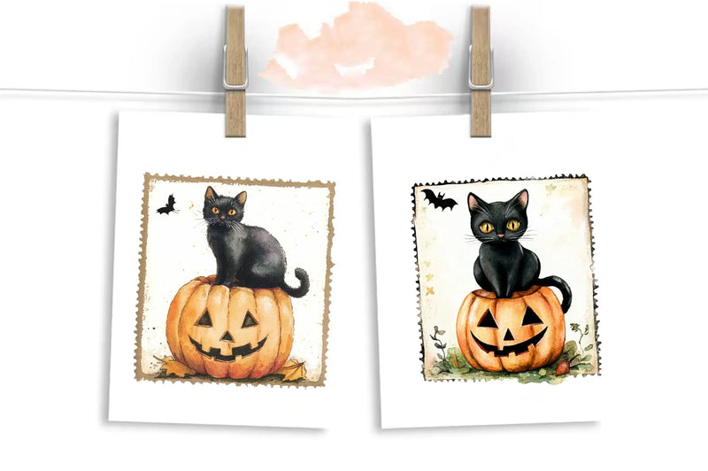 Vintage Halloween Stamp Clipart Bundle - CraftNest - Digital Crafting and Art
