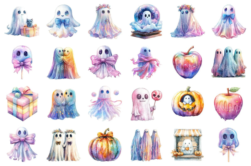 Halloween Ghost Iridescent Clipart Bundle - CraftNest - Digital Crafting and Art