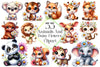 Cute Animals Daisy Flowers Clipart Bundle 2