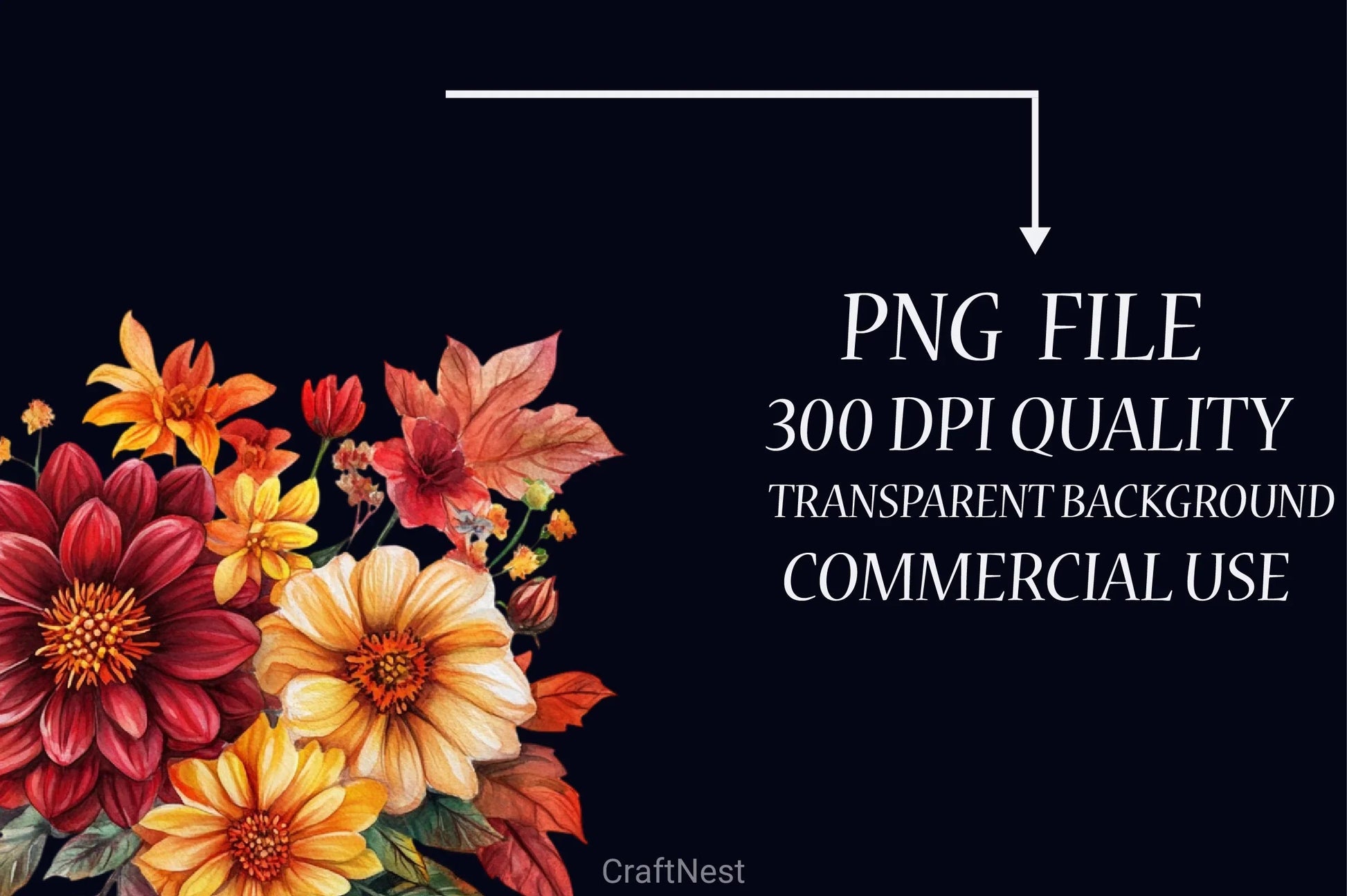 Burgundy Autumn Leaves & Flowers Clipart Bundle - CraftNest - Digital Crafting and Art