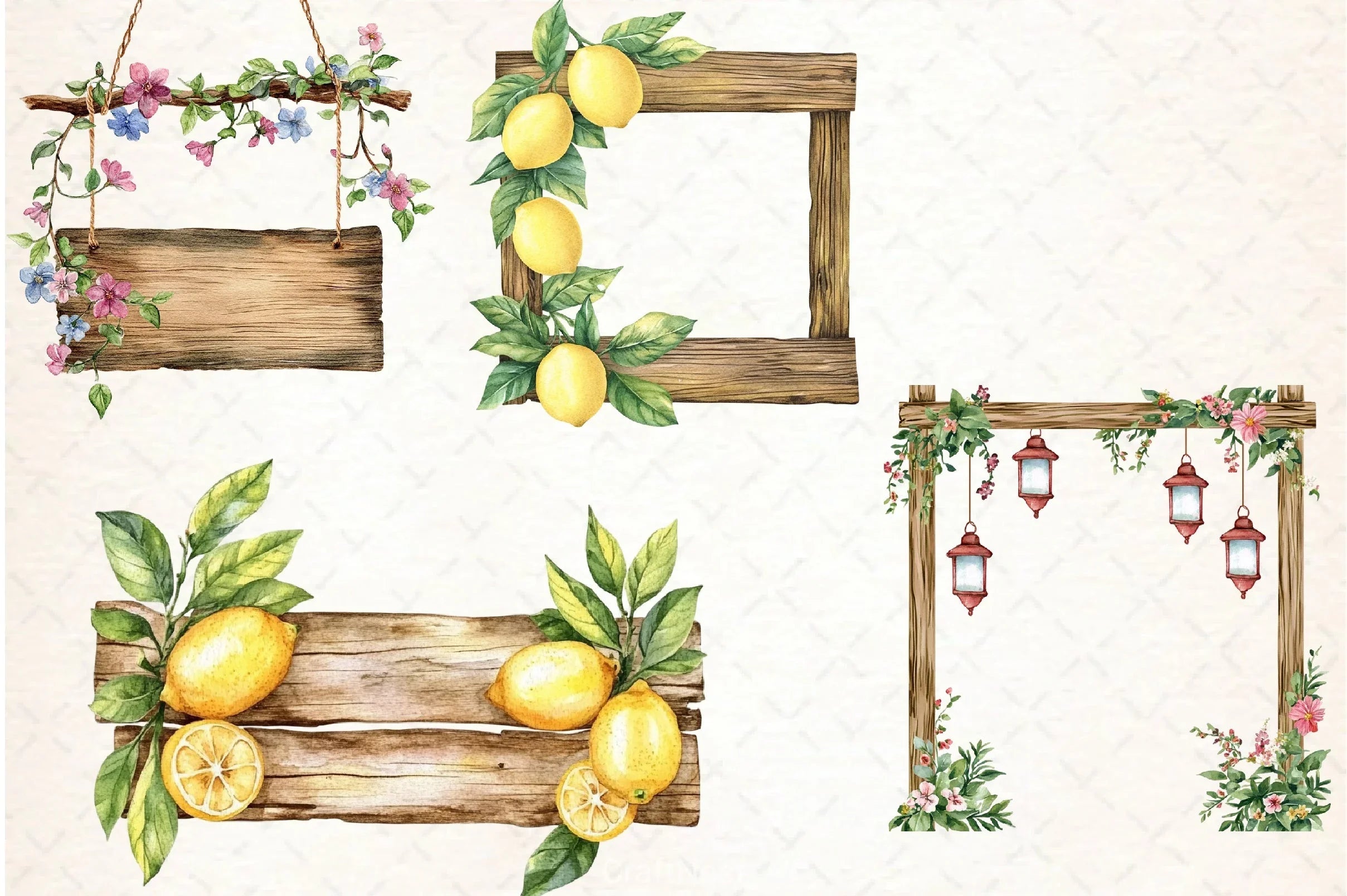 Summer Wood Border Clipart Bundle - CraftNest - Digital Crafting and Art