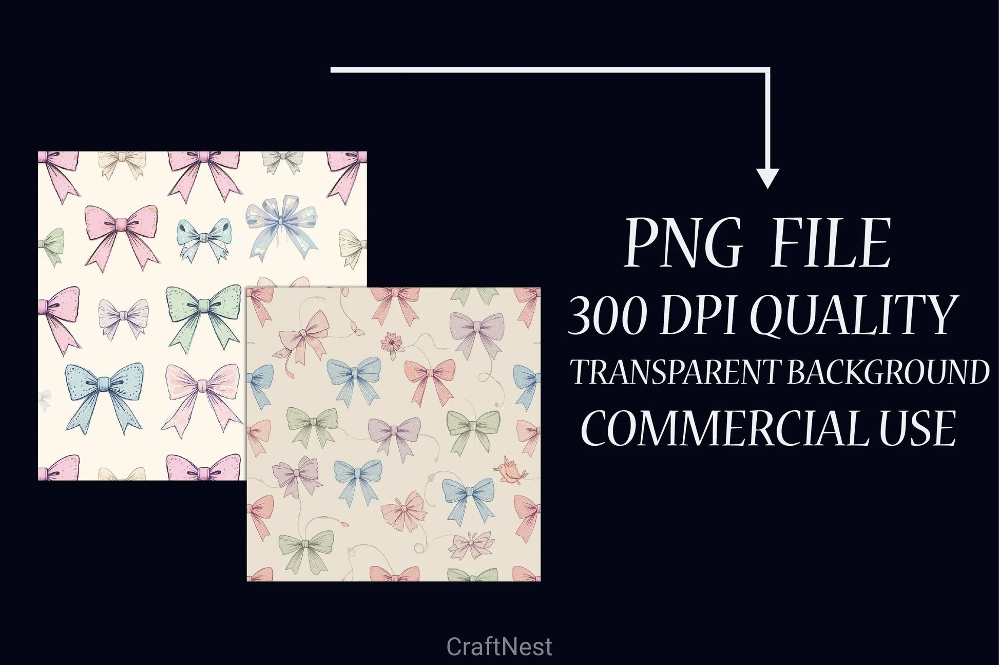 Pastel Coquette Bows Pattern Paper - CraftNest - Digital Crafting and Art