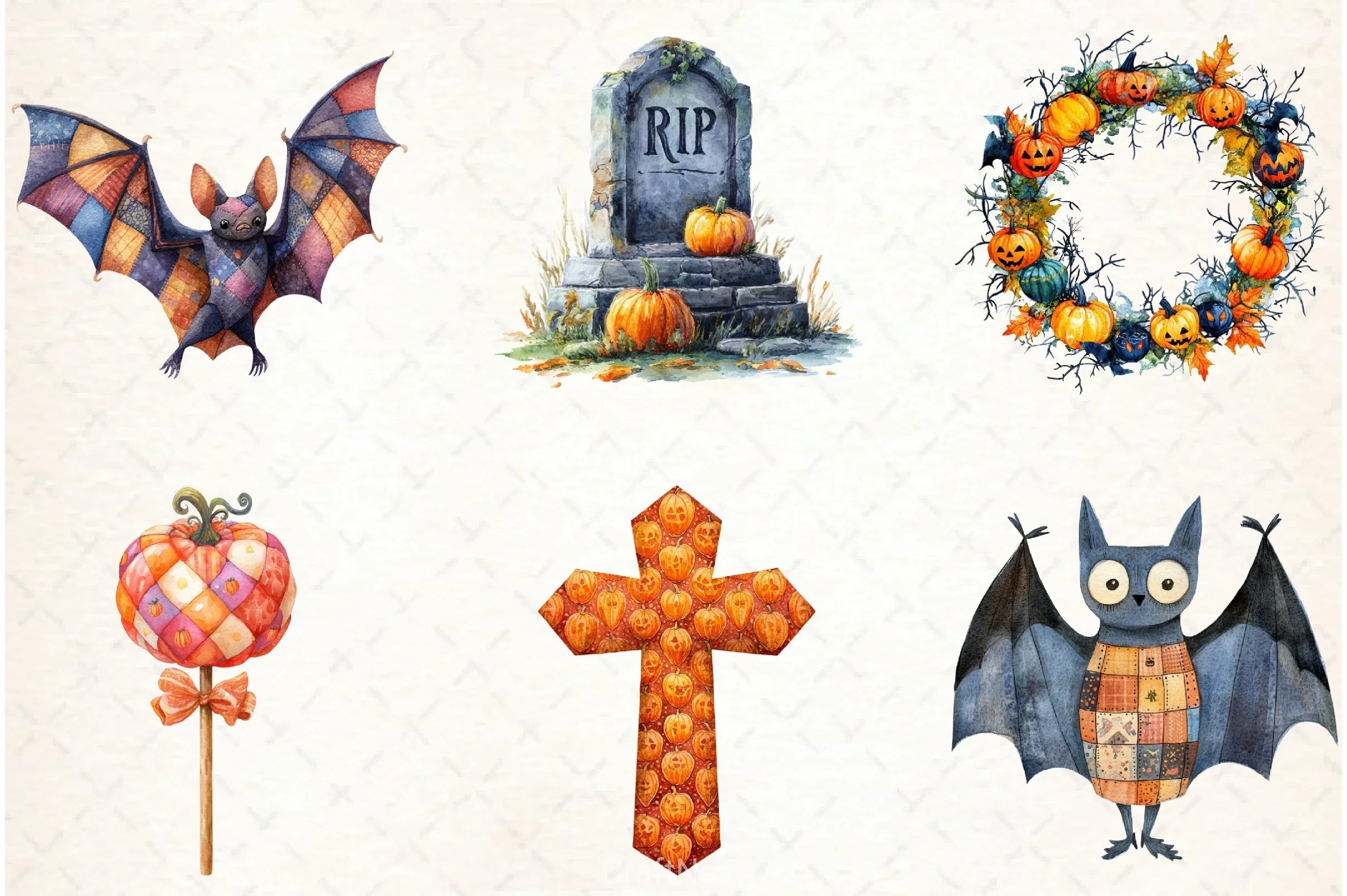 Halloween Patchwork Clipart Bundle - CraftNest - Digital Crafting and Art