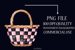 Black & Pink Gingham Clipart Bundle - CraftNest - Digital Crafting and Art