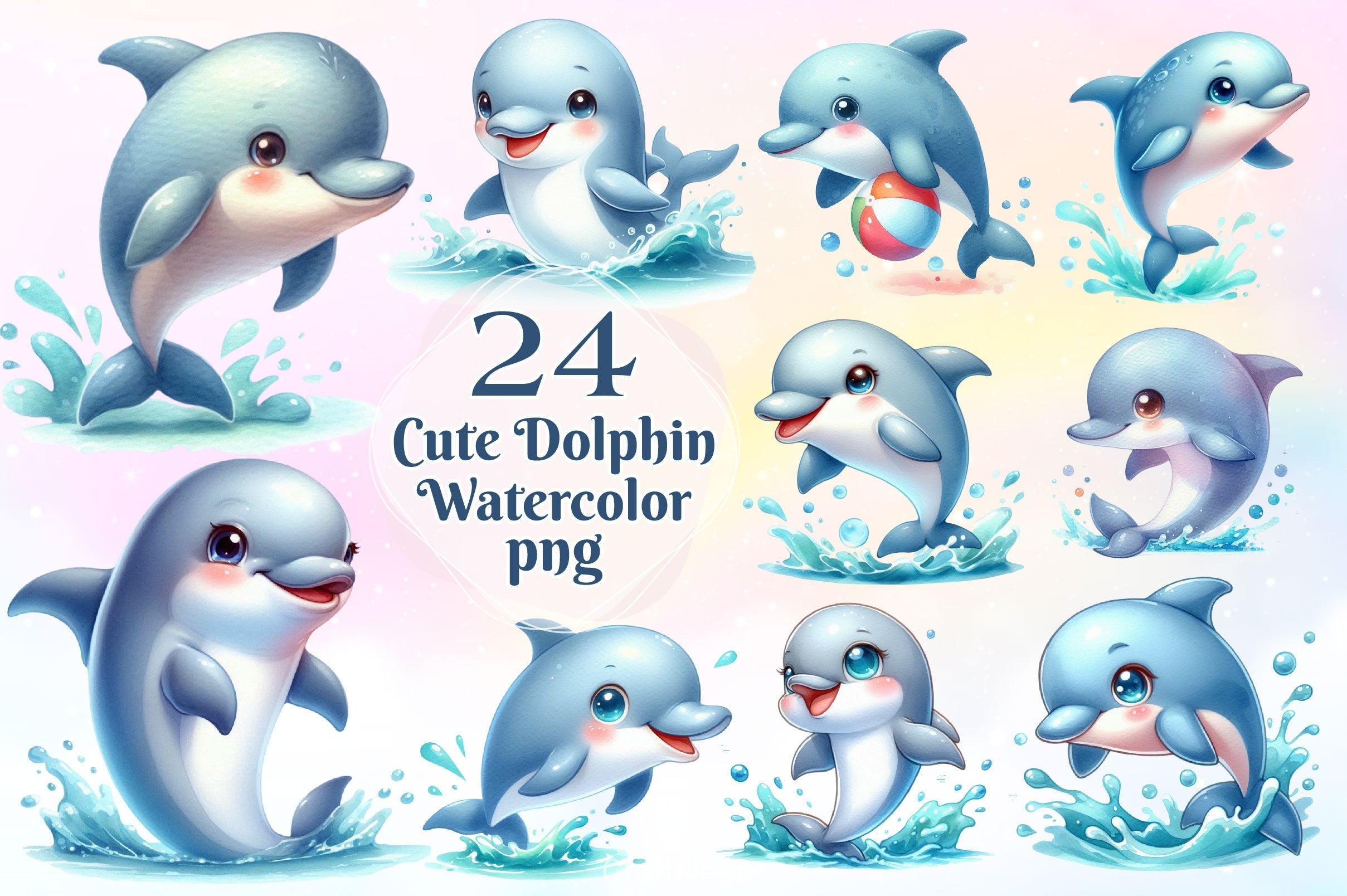 Cute Dolphin Clipart Bundle