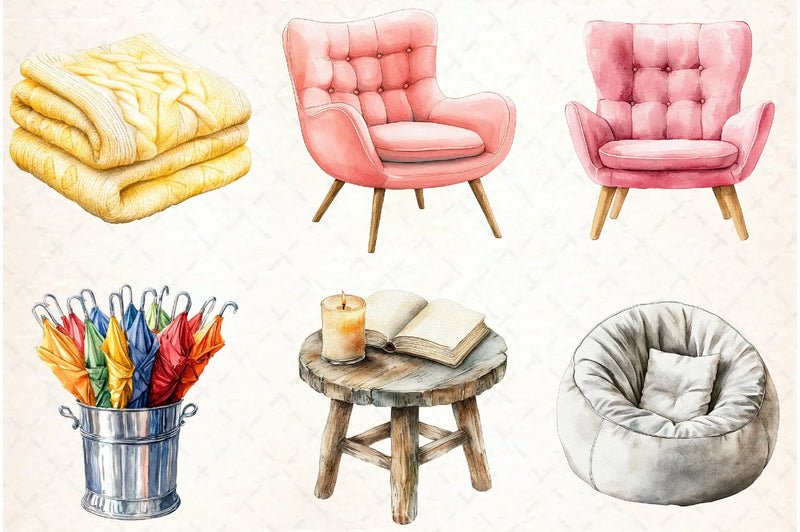 Cozy Home Decor Clipart Bundle - CraftNest - Digital Crafting and Art