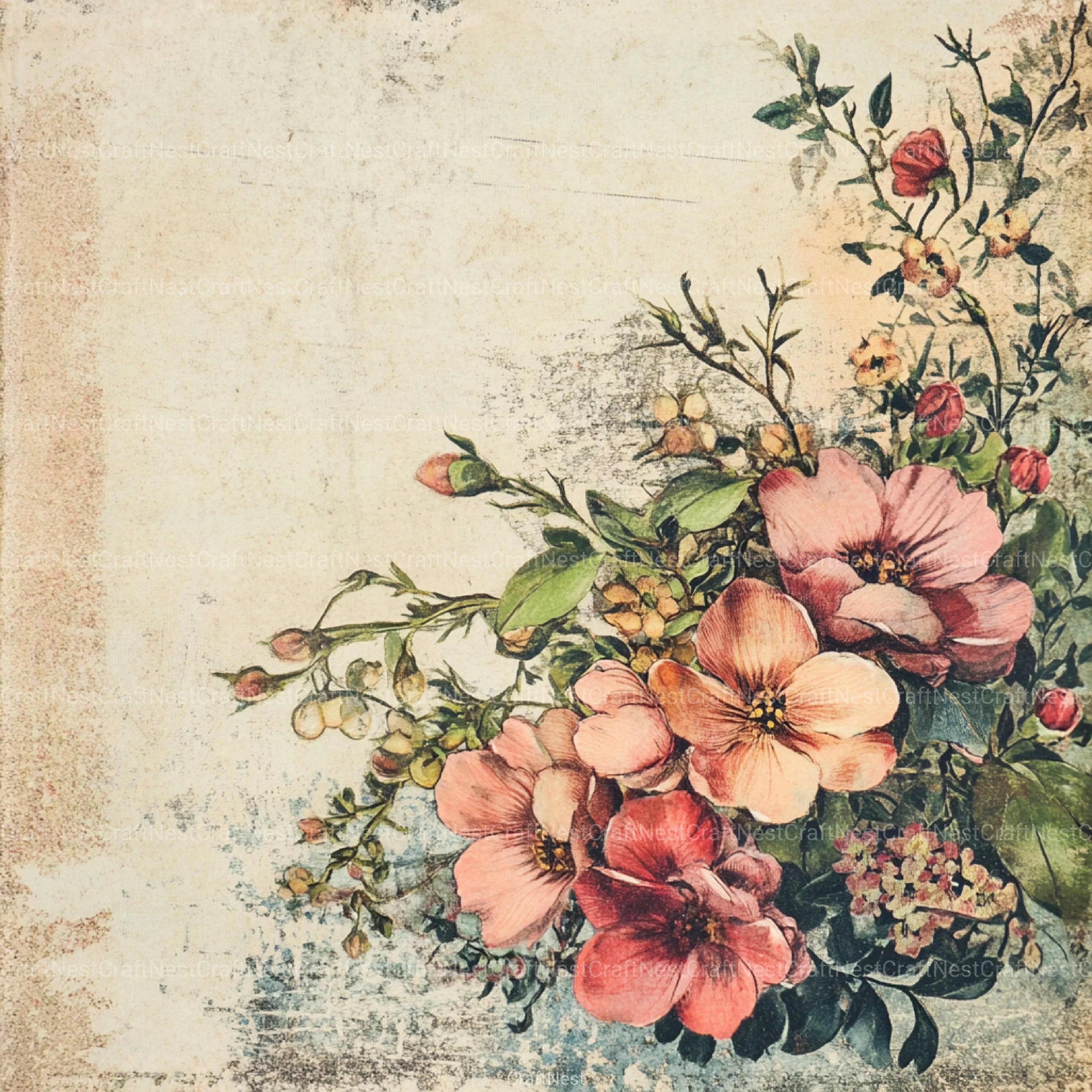 Vintage Floral Collage Clipart Bundle - CraftNest - Digital Crafting and Art