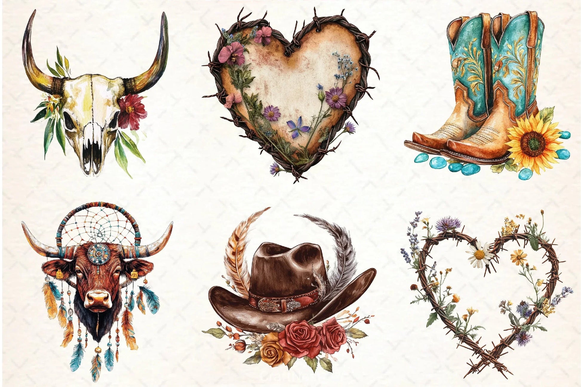 Western Boho Wedding Clipart Bundle 7 - CraftNest - Digital Crafting and Art