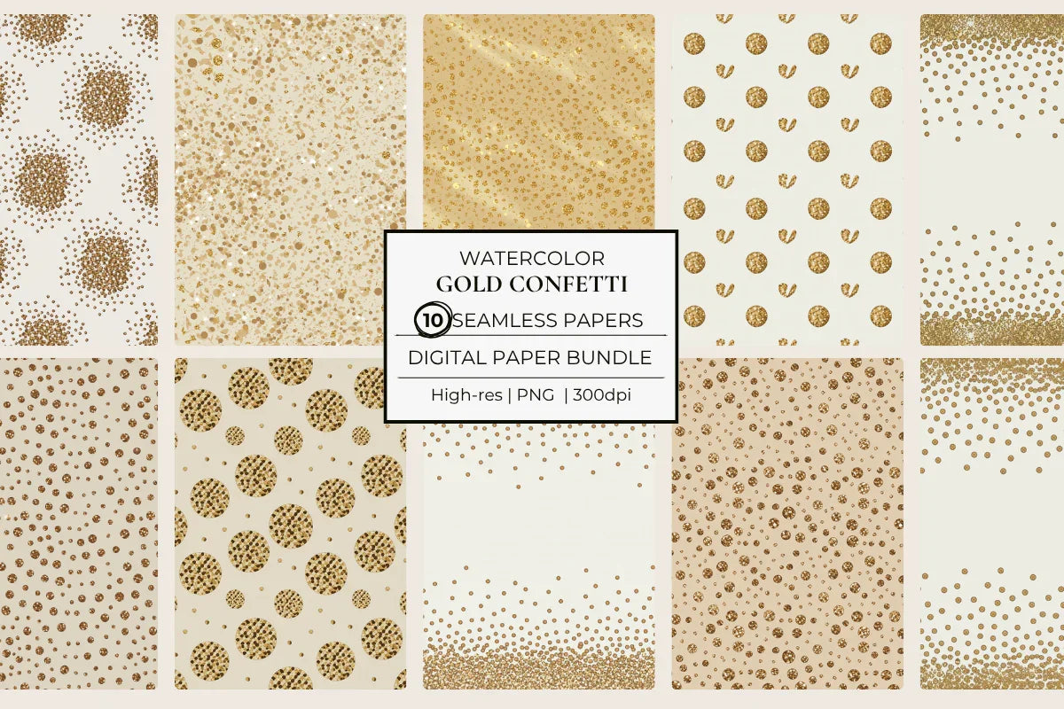 Gold Glitter Confetti Seamless Papers - CraftNest - Digital Crafting and Art