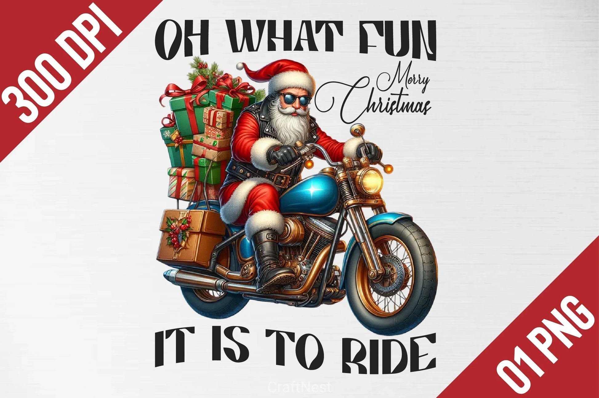 Christmas Biker Santa Clipart Bundle - CraftNest - Digital Crafting and Art