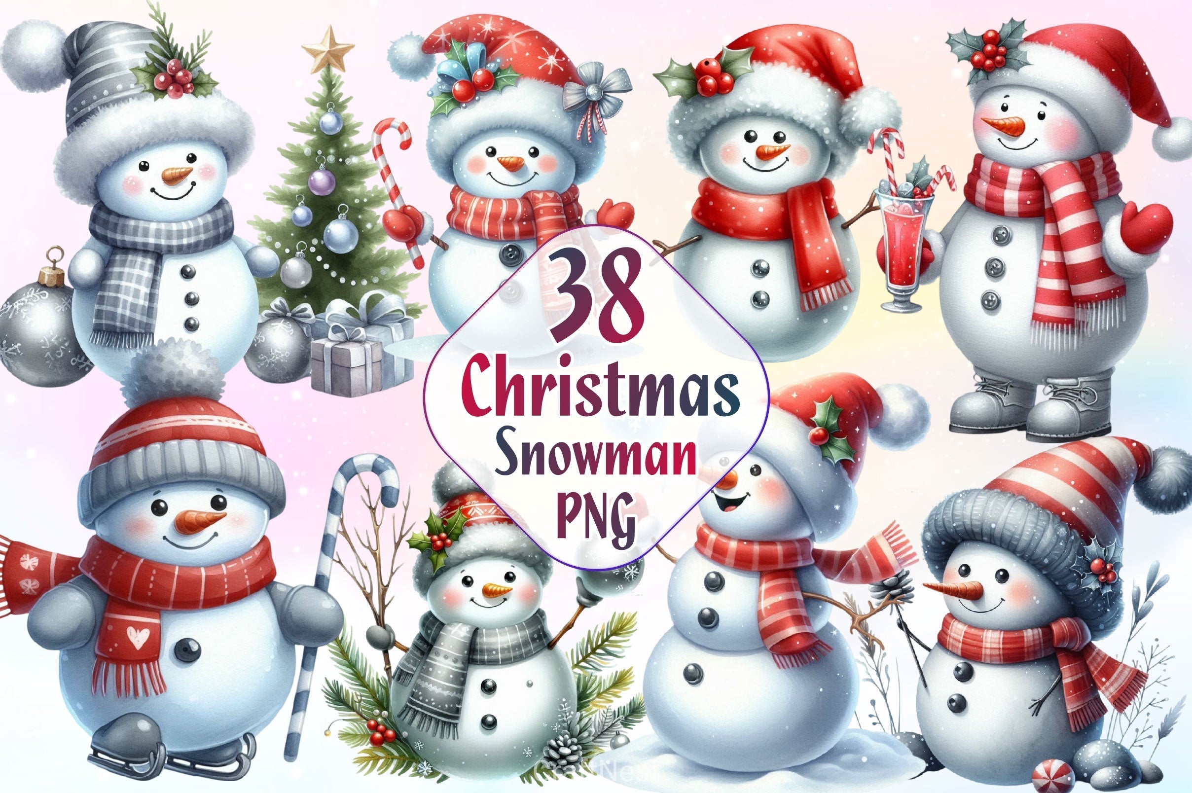 Christmas Snowman Clipart Bundle 4