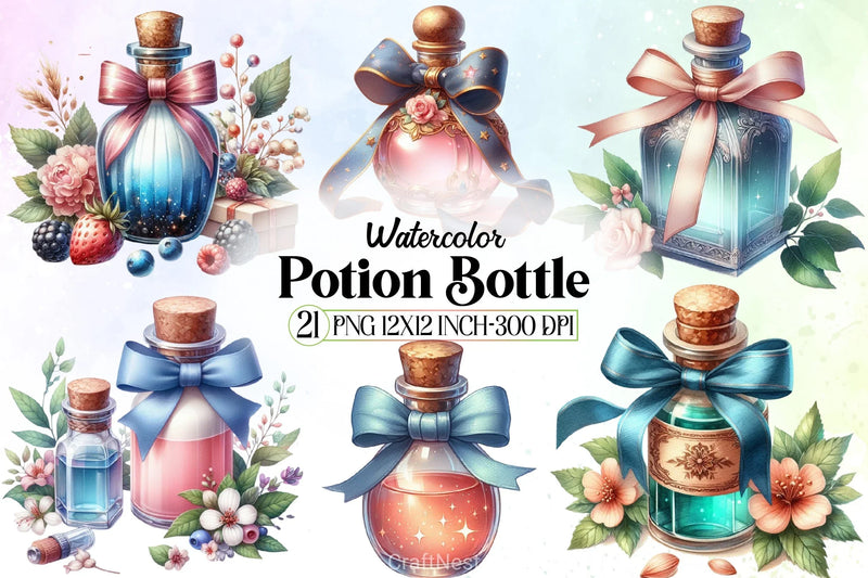 Potion Bottle Clipart Bundle - CraftNest - Digital Crafting and Art