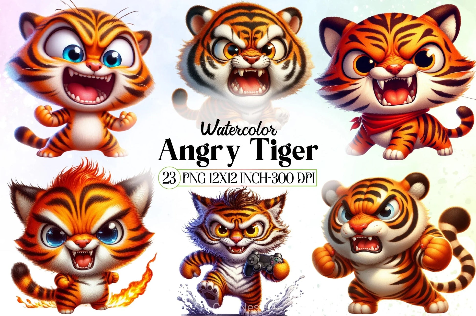 Angry Tiger Clipart Bundle - CraftNest - Digital Crafting and Art
