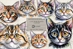 Cat Portraits Clipart - CraftNest - Digital Crafting and Art