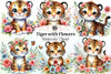 Tiger Flowers Clipart Bundle