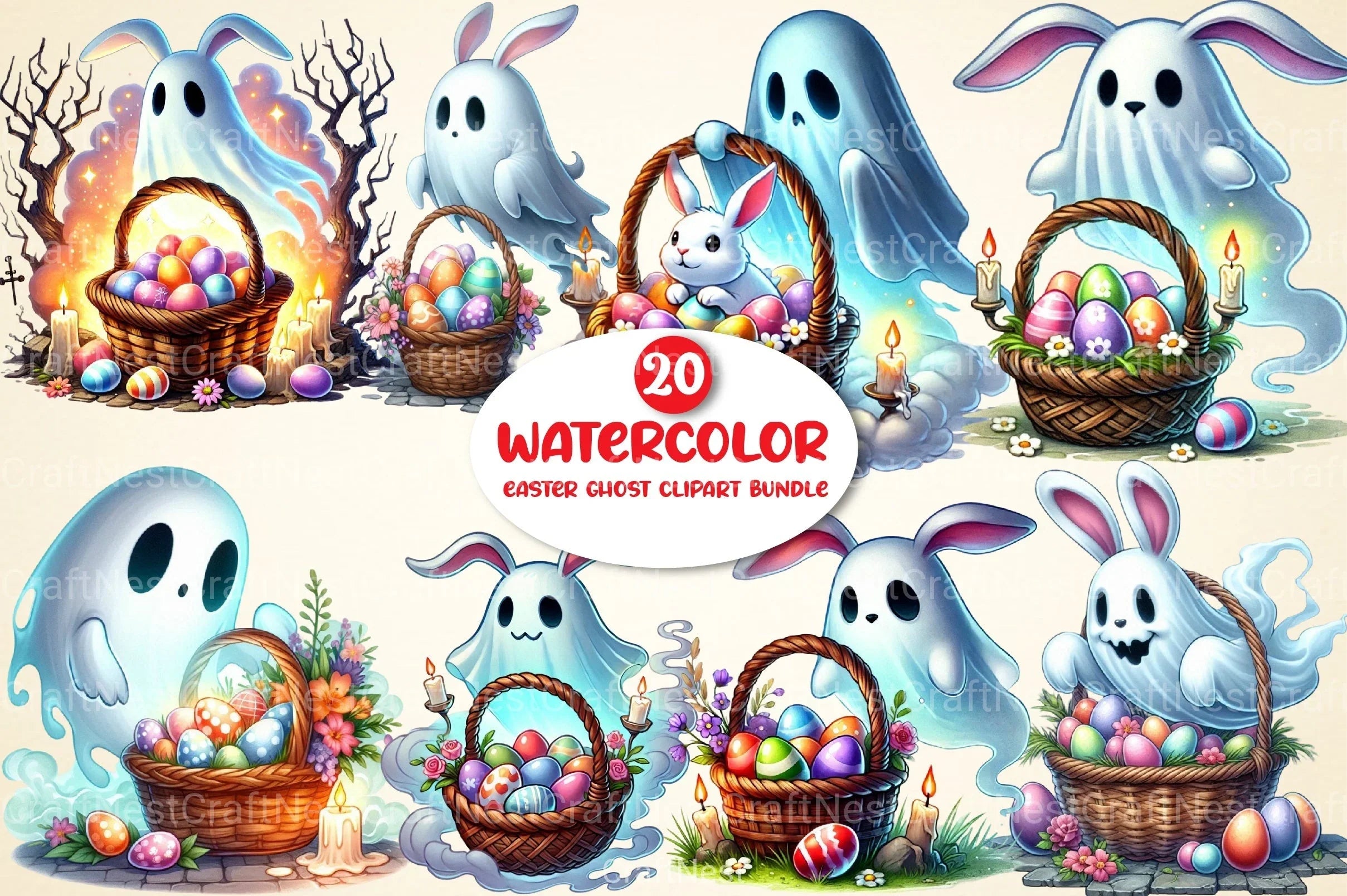Easter Ghost Clipart Bundle - CraftNest - Digital Crafting and Art