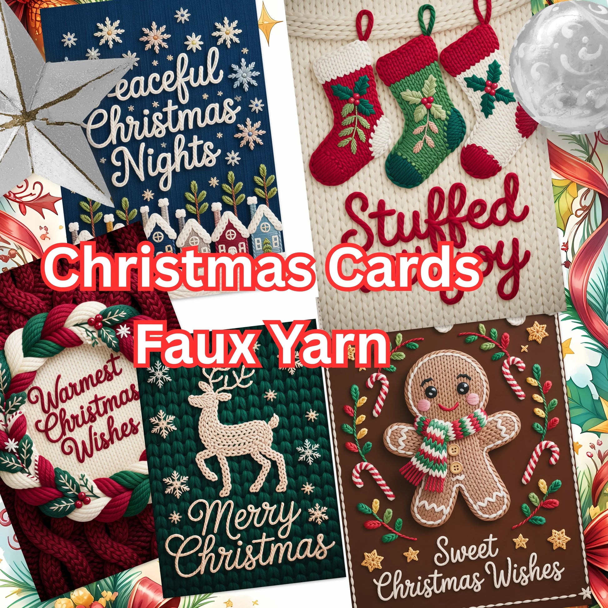 Christmas Cards Faux Yarn Clipart Bundle - CraftNest - Digital Crafting and Art