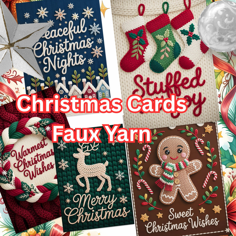 Christmas Cards Faux Yarn Clipart Bundle - CraftNest - Digital Crafting and Art