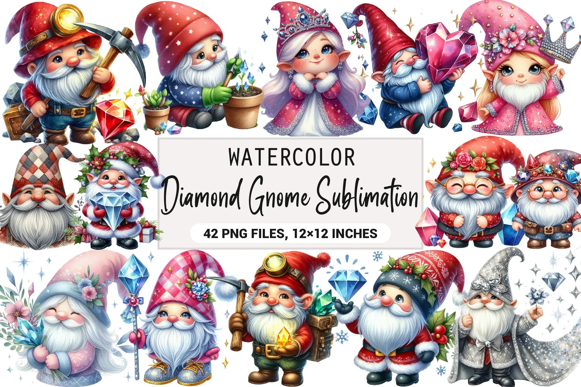 Diamond Gnome Clipart Bundle - CraftNest - Digital Crafting and Art