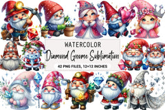 Diamond Gnome Clipart Bundle - CraftNest - Digital Crafting and Art