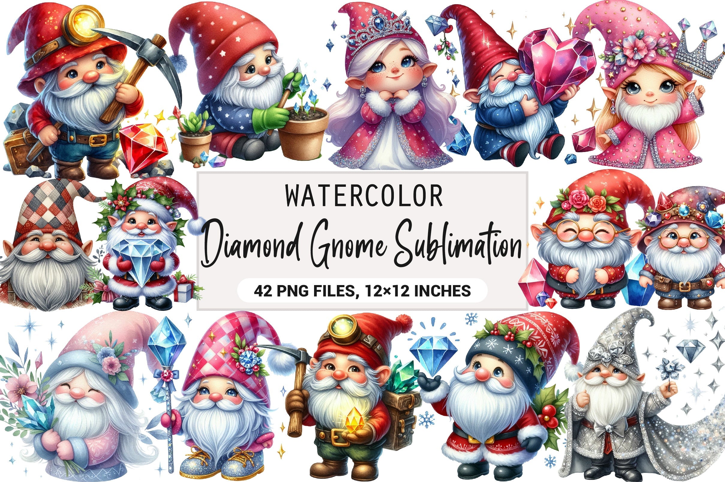 Diamond Gnome Clipart Bundle