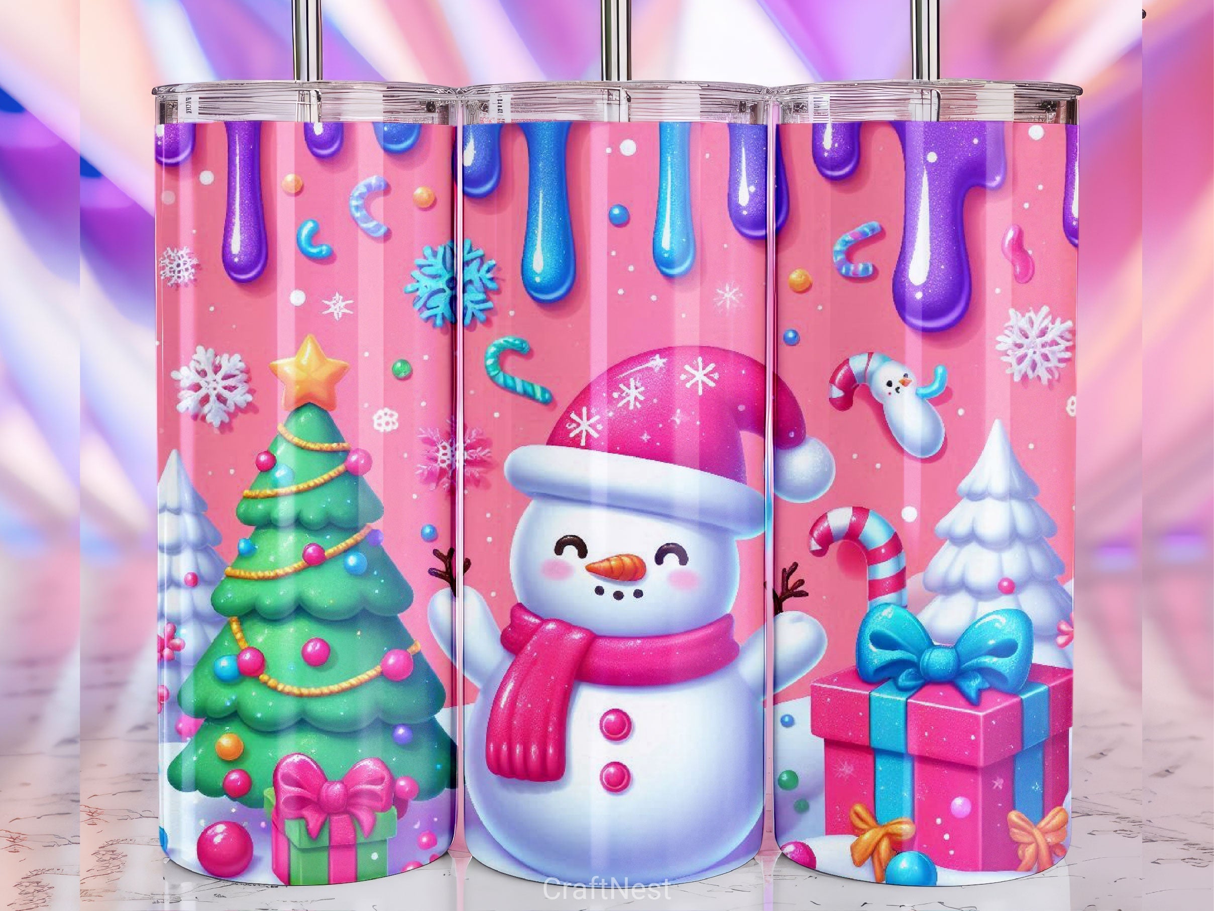 Cute Christmas Snowman Tumbler Wrap Bundle 8