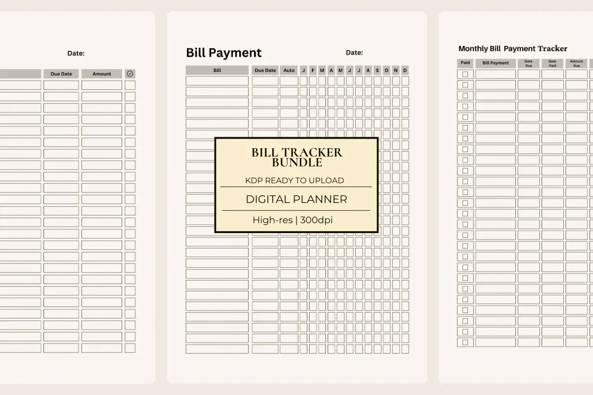 Bill Tracker Bundle KDP Planner - CraftNest - Digital Crafting and Art
